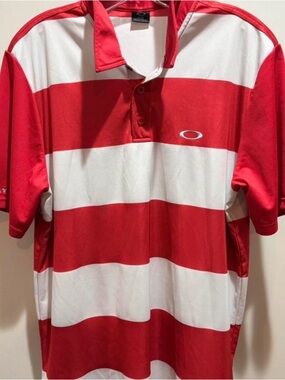 Oakley Red Polo with Silver Logo Embroidery